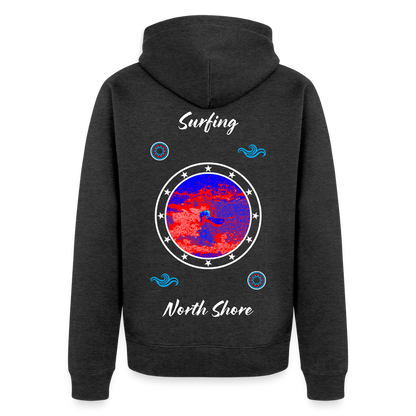 18.03.26 Taijn Toriijn "Surfing North Shore" - Unisex Bio-ZIP-Hoodie - dunkle Farben - Anthrazit meliert