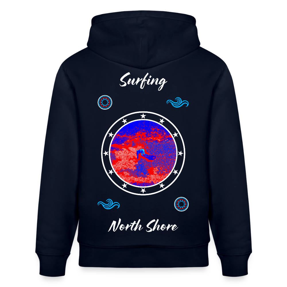 20.03.26 Taijn Toriijn "Surfing North Shore" - StanleyStella-Unisex Bio-Hoodie 2 - Schwarz & Navy - Navy