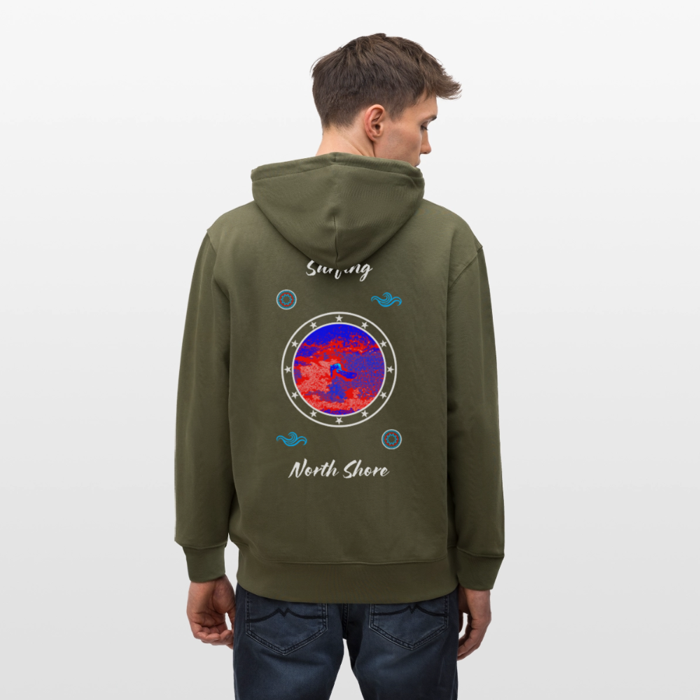 04.03.26 Taijn Toriijn "Surfing North Shore" - StellaStanley-Unisex Bio-ZIP-Hoodie - dunkle Farben - Khaki