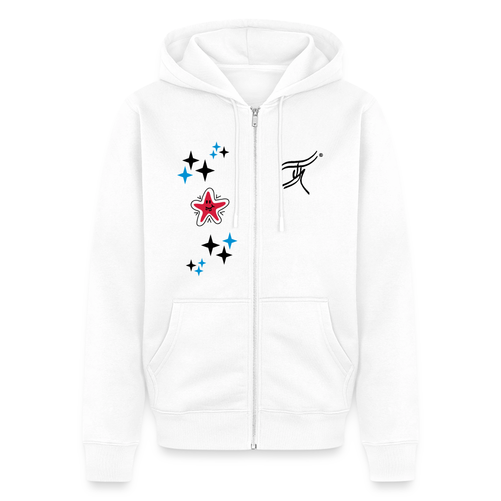 18.03.26 Taijn Torijn - "Stars & Love 1"  - Unisex Premium Bio Zip - Weiß & Grau - Weiß