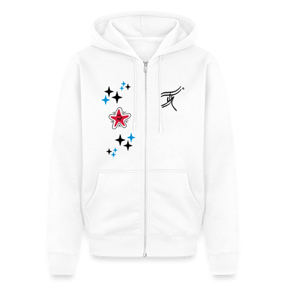 18.03.26 Taijn Torijn - "Stars & Love 1"  - Unisex Premium Bio Zip - Weiß & Grau - Weiß