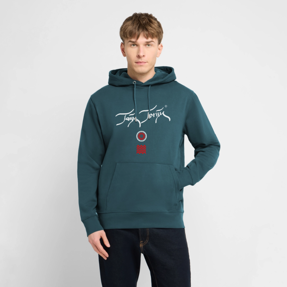 20.03.26 Taijn Toriijn "Surfing North Shore" - StanleyStella-Unisex Bio-Hoodie 2 - Dunkle Farben 2 - Dunkles Petrol
