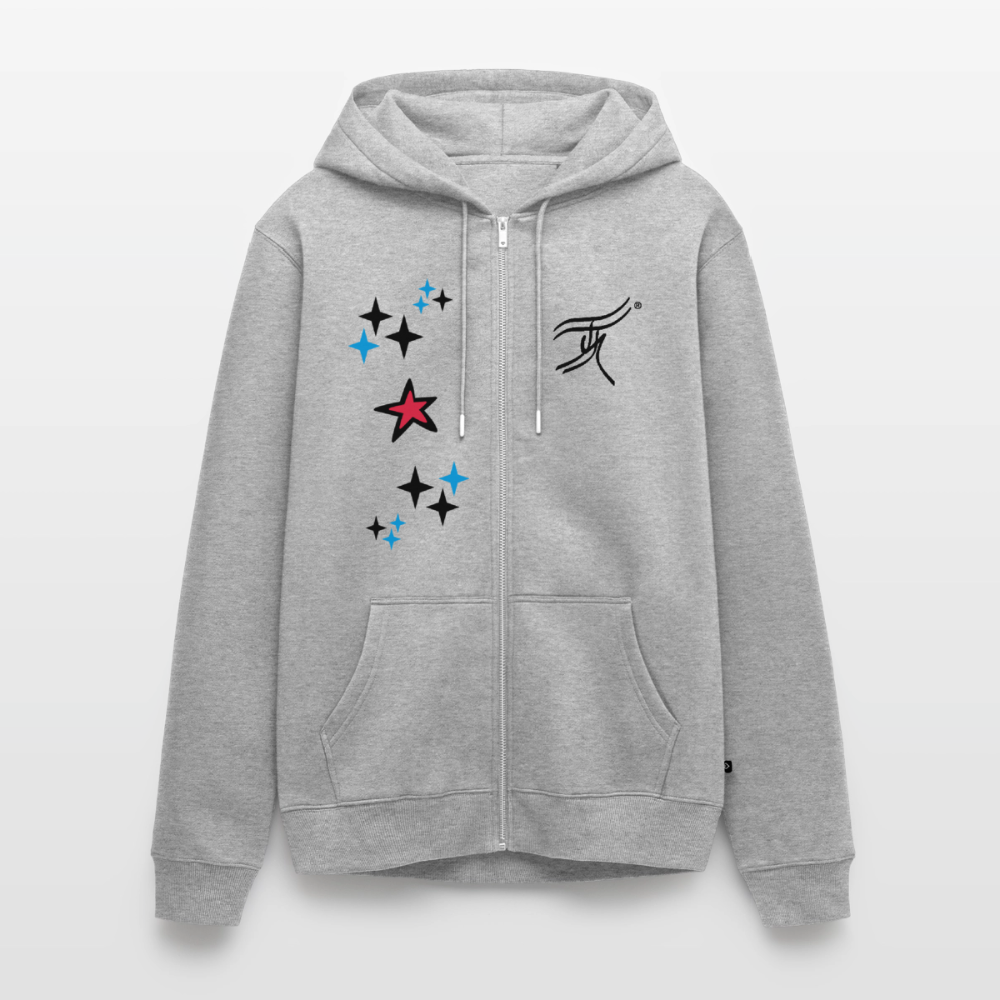 18.03.26 Taijn Torijn - "Stars & Love 2"  - Unisex Premium Bio Zip - Weiß & Grau - Grau meliert