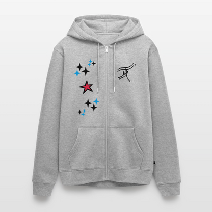 18.03.26 Taijn Torijn - "Stars & Love 2"  - Unisex Premium Bio Zip - Weiß & Grau - Grau meliert