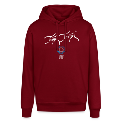 19.02.26 Taijn Toriijn "Surfing O´ahu" - Unisex Bio-Hoodie - Dunkle Farben - Burgunderrot
