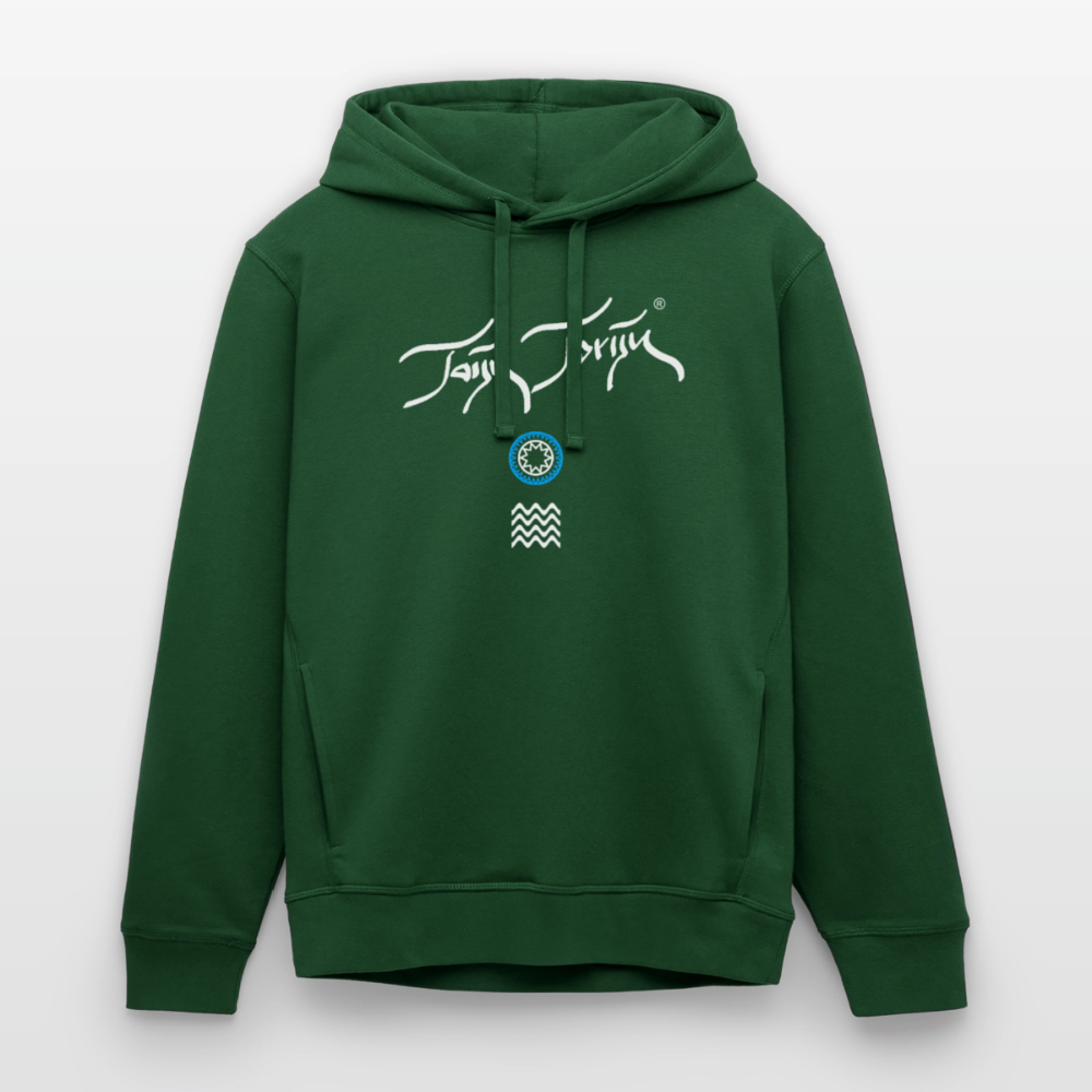 04.03.26 Taijn Toriijn "Surfing North Shore" - Unisex Bio-Hoodie - dunkle Farben - Flaschengrün