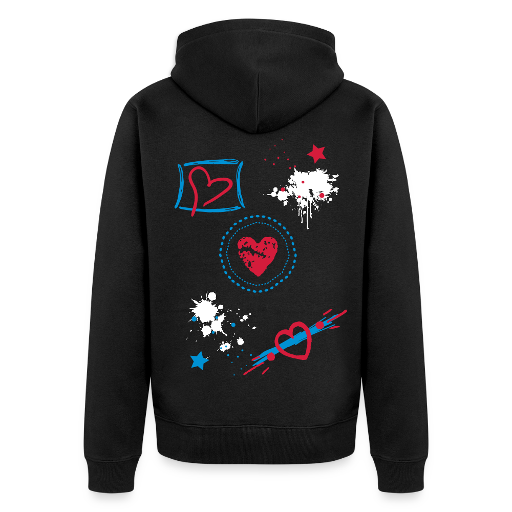 18.03.26 Taijn Torijn - "Stars & Love 2"  - Unisex Premium Bio Zip-Hoodie - Dunkle Farben - Schwarz