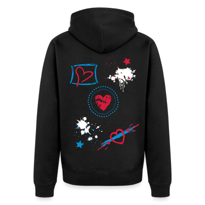 18.03.26 Taijn Torijn - "Stars & Love 2"  - Unisex Premium Bio Zip-Hoodie - Dunkle Farben - Schwarz