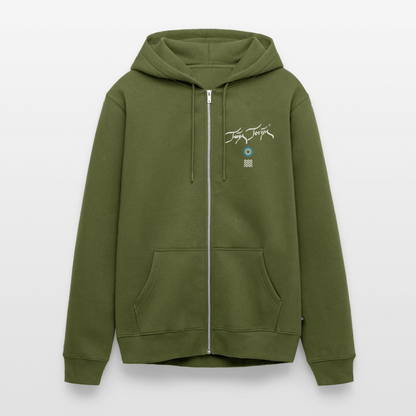 18.03.26 Taijn Toriijn "Surfing North Shore" - Unisex Bio-ZIP-Hoodie - dunkle Farben - Khaki