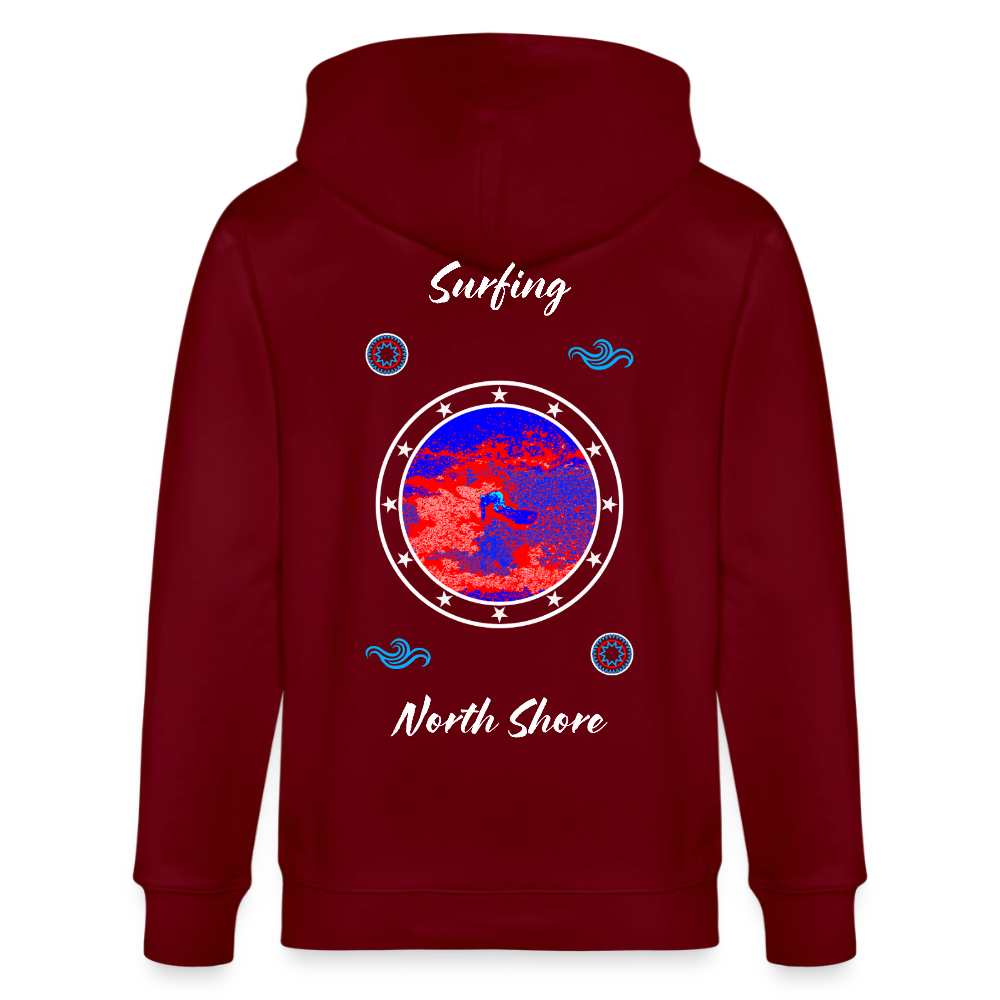 04.03.26 Taijn Toriijn "Surfing North Shore" - StellaStanley-Unisex Bio-ZIP-Hoodie - dunkle Farben - Burgunderrot
