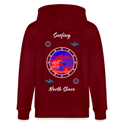 04.03.26 Taijn Toriijn "Surfing North Shore" - StellaStanley-Unisex Bio-ZIP-Hoodie - dunkle Farben - Burgunderrot
