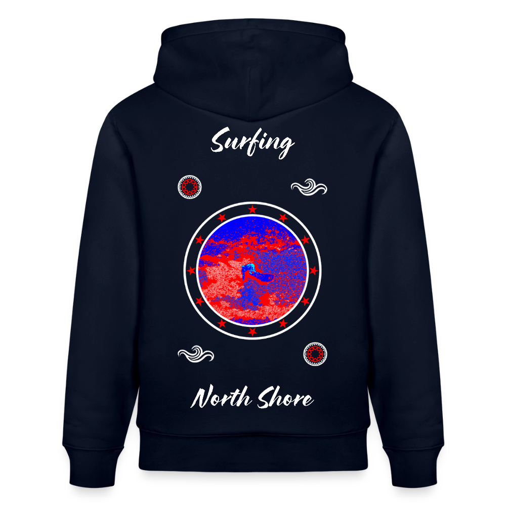 20.03.26 Taijn Toriijn "Surfing North Shore" - StanleyStella-Unisex Bio-Hoodie 2 - Dunkle Farben 2 - Navy