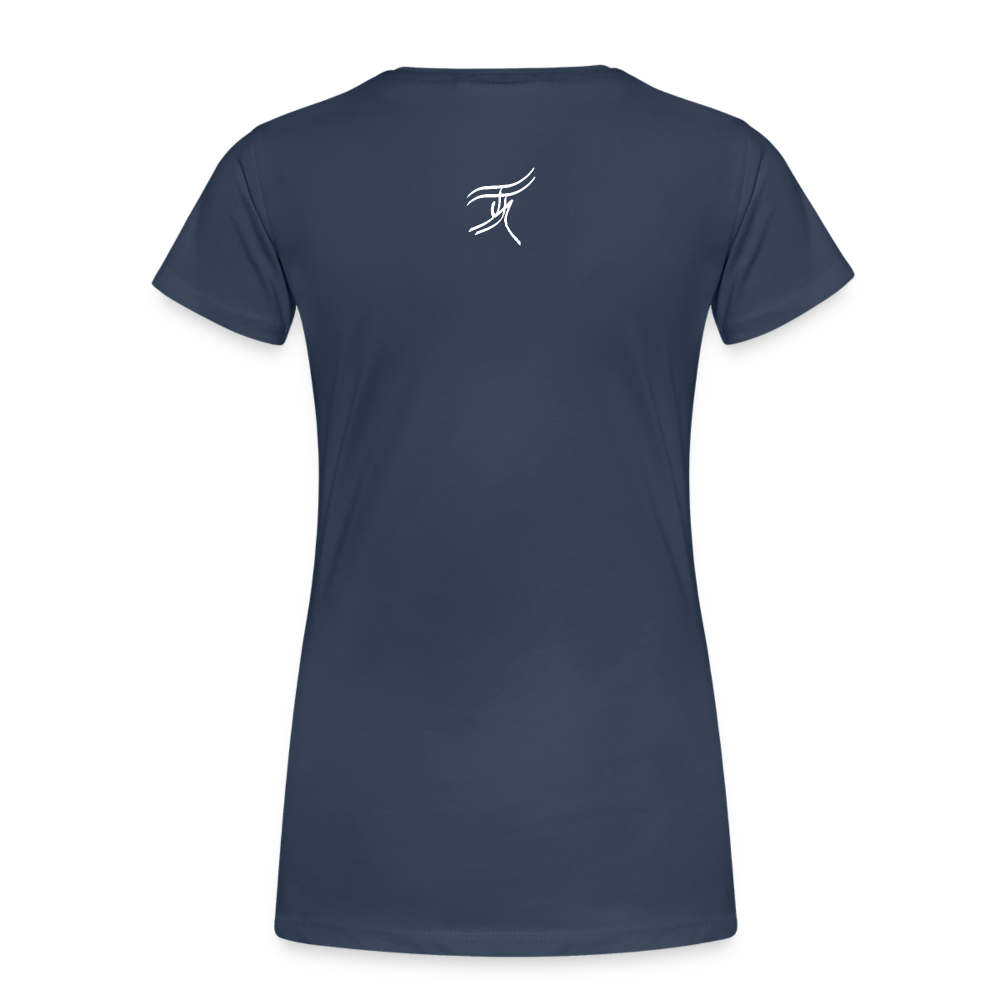 11.09.24 V5 TaijnTorijn - Taijn Torijn Signature" - Damen Bio T-Shirt - Dunkle Farben - Navy