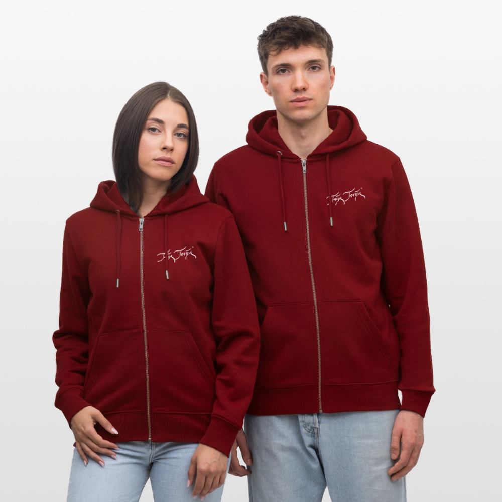 04.03.26 Taijn Toriijn "Surfing North Shore" - StellaStanley-Unisex Bio-ZIP-Hoodie - dunkle Farben - Burgunderrot