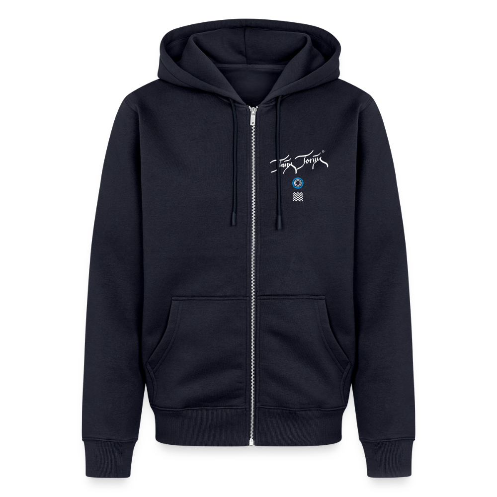18.03.26 Taijn Toriijn "Surfing North Shore" - Unisex Bio-ZIP-Hoodie - dunkle Farben - Navy