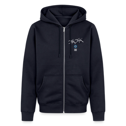 18.03.26 Taijn Toriijn "Surfing North Shore" - Unisex Bio-ZIP-Hoodie - dunkle Farben - Navy