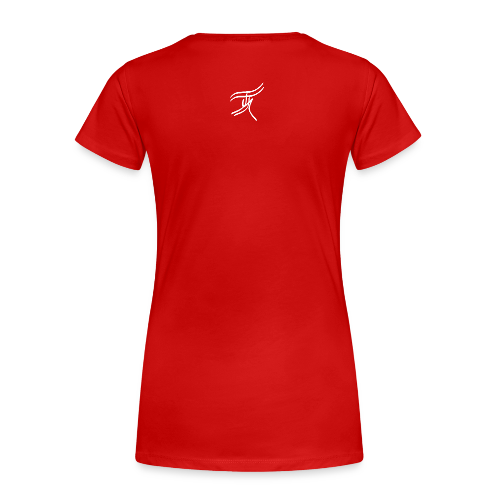 11.09.24 V5 TaijnTorijn - Taijn Torijn Signature" - Damen Bio T-Shirt - Dunkle Farben - Rot