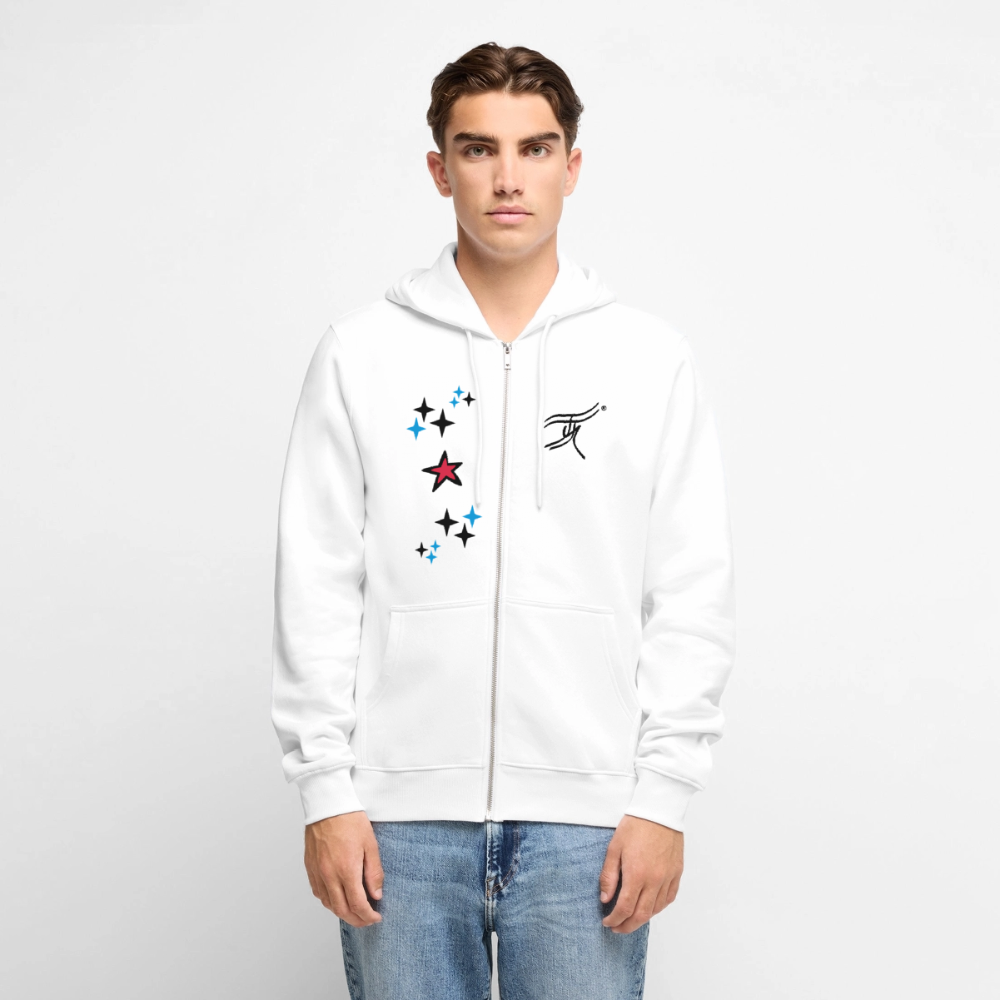 18.03.26 Taijn Torijn - "Stars & Love 2"  - Unisex Premium Bio Zip - Weiß & Grau - Weiß