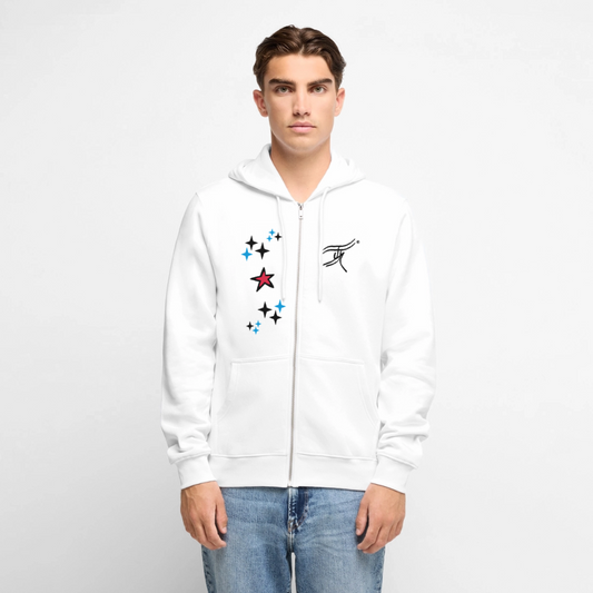 18.03.26 Taijn Torijn - "Stars & Love 2"  - Unisex Premium Bio Zip - Weiß & Grau - Weiß