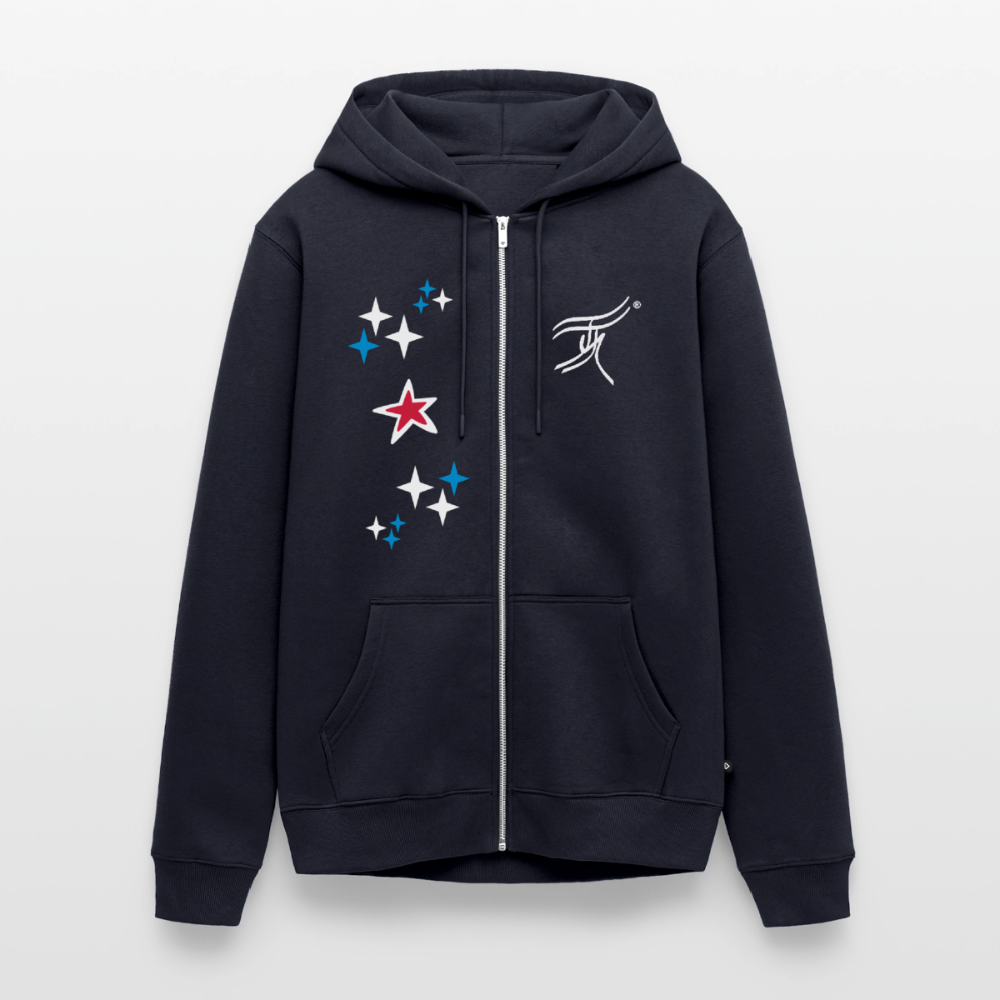 18.03.26 Taijn Torijn - "Stars & Love 2"  - Unisex Premium Bio Zip-Hoodie - Dunkle Farben - Navy