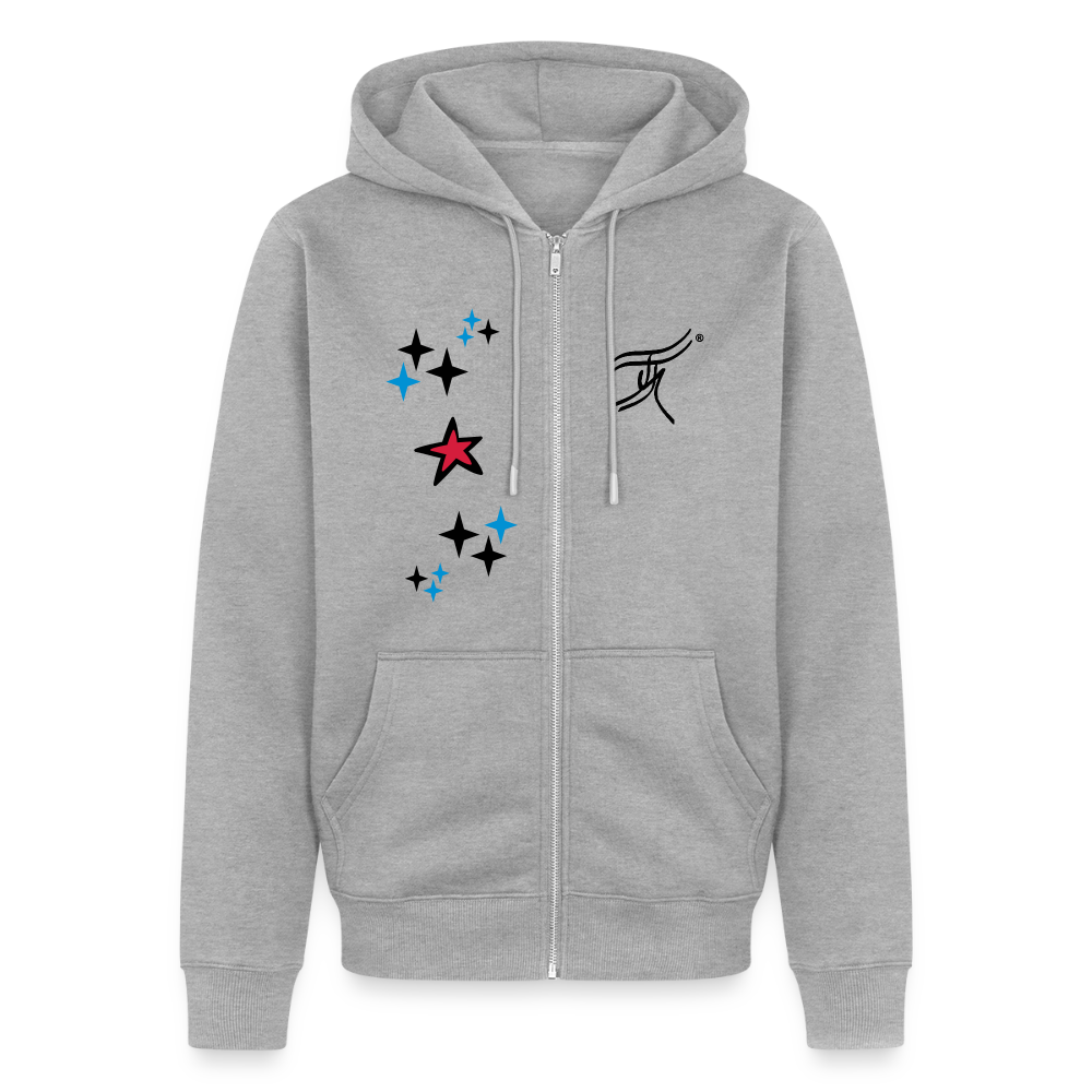 18.03.26 Taijn Torijn - "Stars & Love 2"  - Unisex Premium Bio Zip - Weiß & Grau - Grau meliert