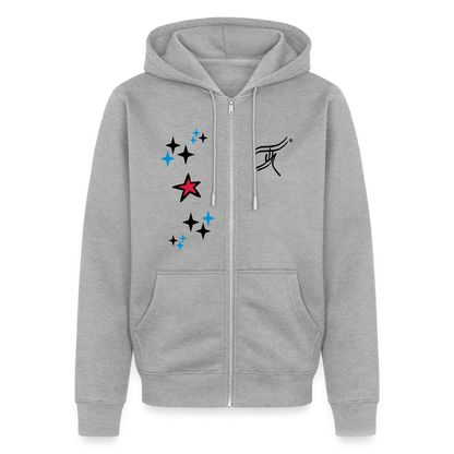 18.03.26 Taijn Torijn - "Stars & Love 2"  - Unisex Premium Bio Zip - Weiß & Grau - Grau meliert