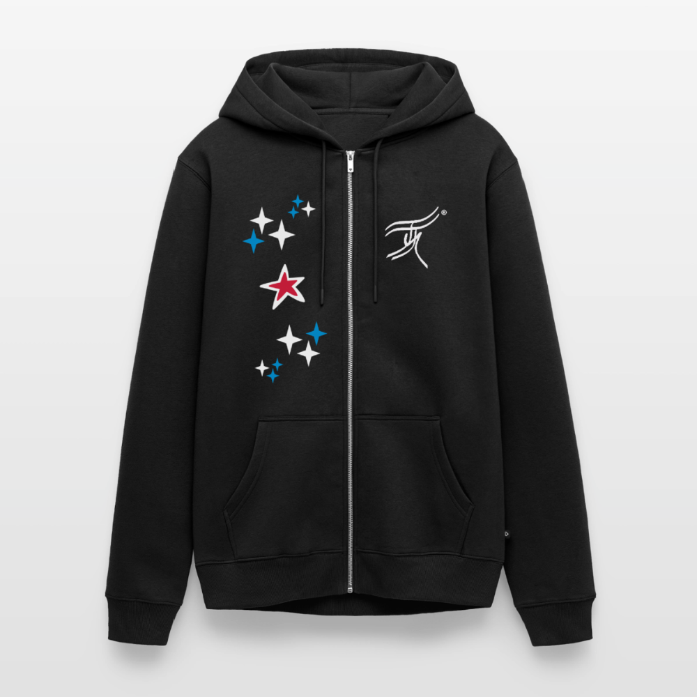 18.03.26 Taijn Torijn - "Stars & Love 2"  - Unisex Premium Bio Zip-Hoodie - Dunkle Farben - Schwarz
