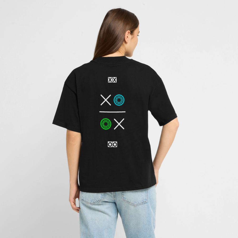 20.03.26 Taijn Torijn "Kisses & Hugs" - Stanley/Stella RELAXED FIT Unisex Bio Rundhals-T-Shirt - Dunkle Farben - Schwarz