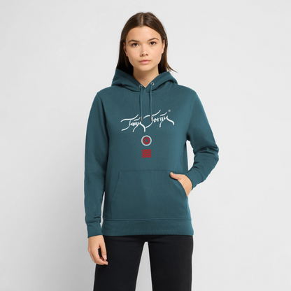 20.03.26 Taijn Toriijn "Surfing North Shore" - StanleyStella-Unisex Bio-Hoodie 2 - Dunkle Farben 2 - Dunkles Petrol