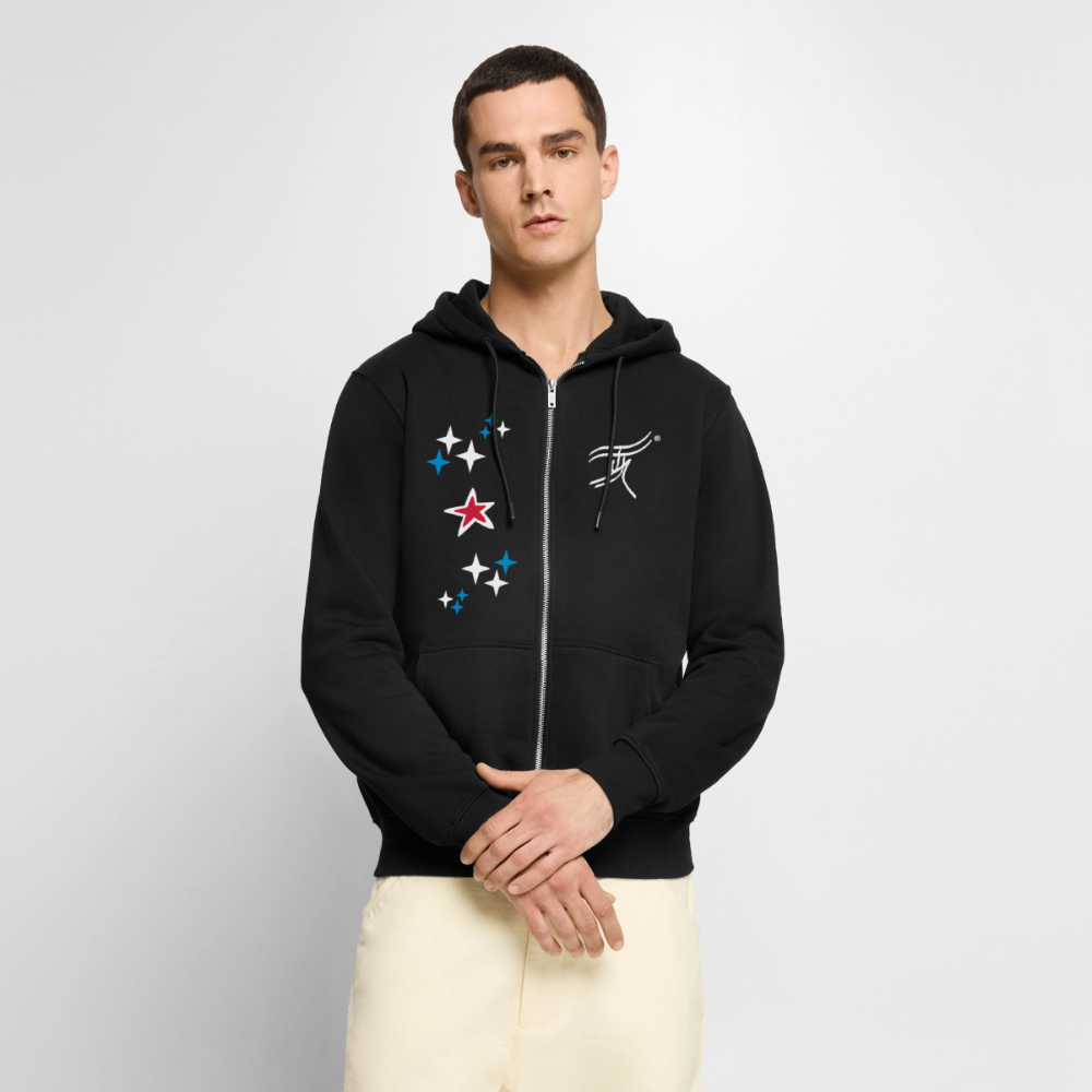 18.03.26 Taijn Torijn - "Stars & Love 2"  - Unisex Premium Bio Zip-Hoodie - Dunkle Farben - Schwarz