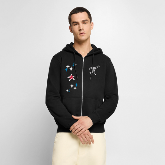 18.03.26 Taijn Torijn - "Stars & Love 2"  - Unisex Premium Bio Zip-Hoodie - Dunkle Farben - Schwarz