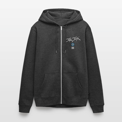 18.03.26 Taijn Toriijn "Surfing North Shore" - Unisex Bio-ZIP-Hoodie - dunkle Farben - Anthrazit meliert