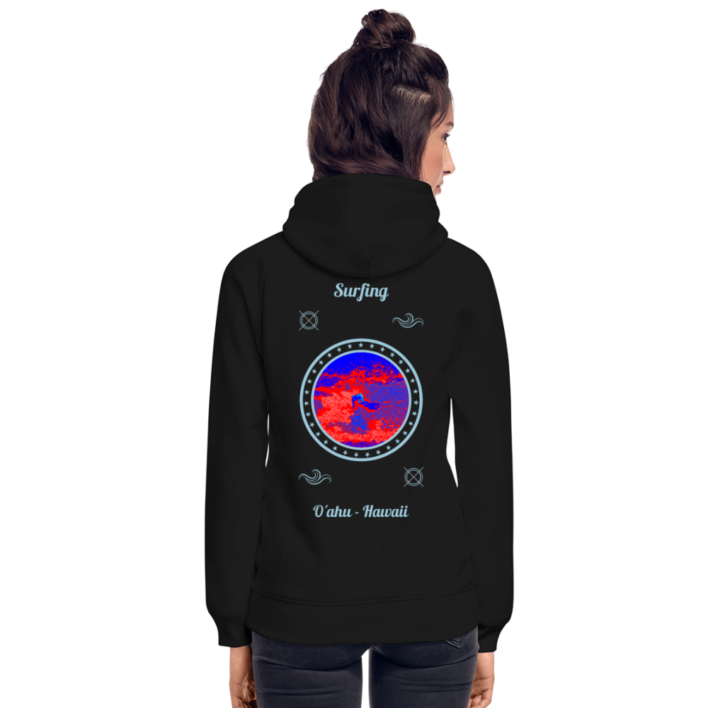 NEUNEU 24.09.24 Taijn Toriijn "Surfing O´ahu" - Unisex Bio-Hoodie - Dunkle Farben - Schwarz