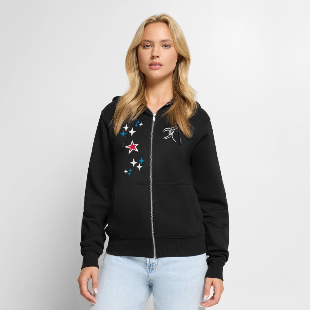 18.03.26 Taijn Torijn - "Stars & Love 2"  - Unisex Premium Bio Zip-Hoodie - Dunkle Farben - Schwarz