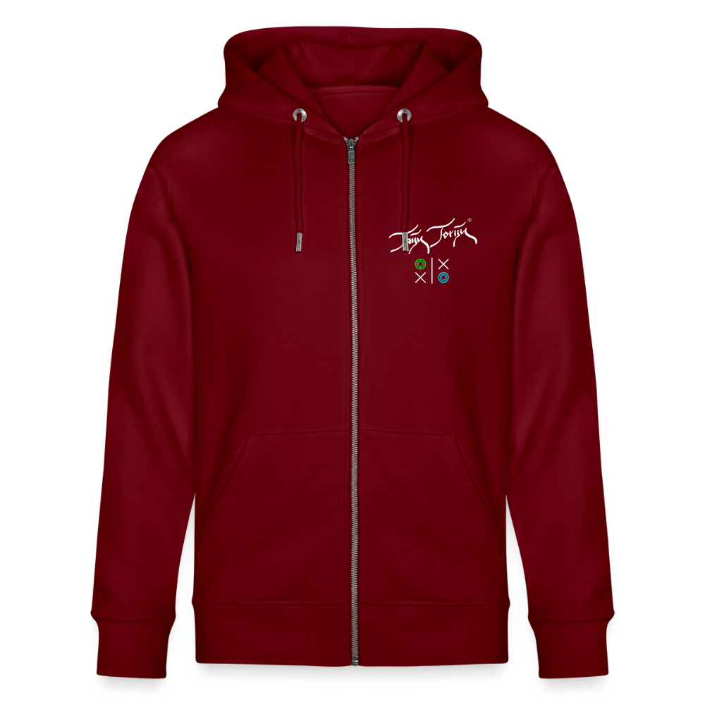 20.03.26 Taijn Torijn "Hugs N Kisses"- StanleyStella-Unisex Bio ZIP Hoodie - Dunkle Farben - Burgunderrot