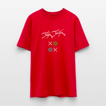 20.03.26 Taijn Torijn "Kisses & Hugs" - Stanley/Stella Unisex Bio Rundhals-T-Shirt - Dunkle Farben - Rot