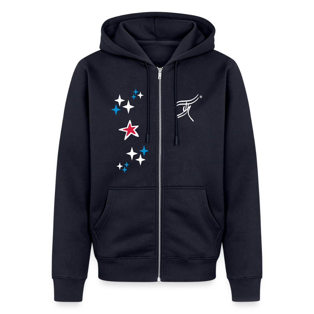 18.03.26 Taijn Torijn - "Stars & Love 2"  - Unisex Premium Bio Zip-Hoodie - Dunkle Farben - Navy
