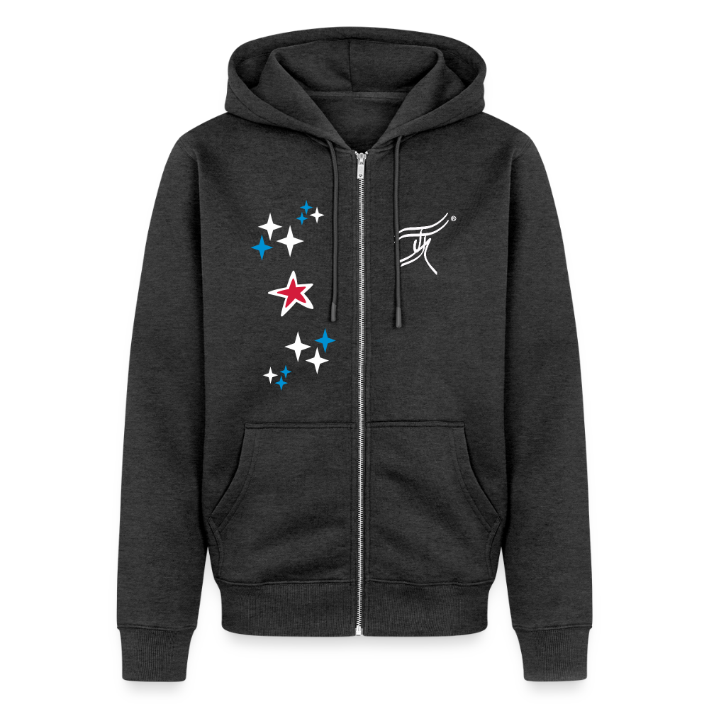 18.03.26 Taijn Torijn - "Stars & Love 2"  - Unisex Premium Bio Zip-Hoodie - Dunkle Farben - Anthrazit meliert