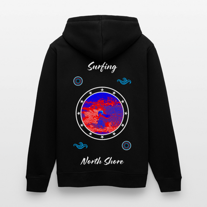 04.03.26 Taijn Toriijn "Surfing North Shore" - Unisex Bio-Hoodie - dunkle Farben - Schwarz