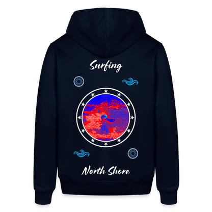 04.03.26 Taijn Toriijn "Surfing North Shore" - Unisex Bio-Hoodie - dunkle Farben - Navy
