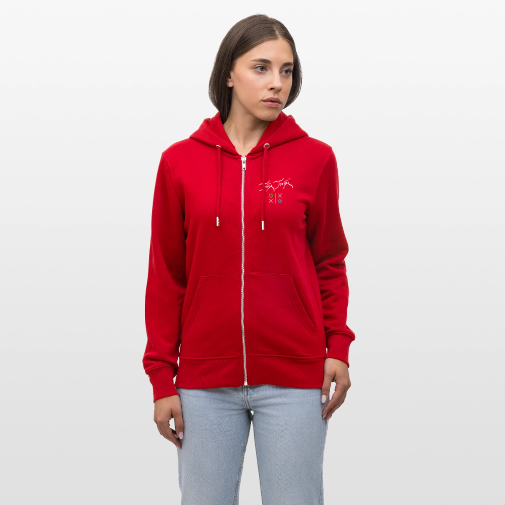 20.03.26 Taijn Torijn "Hugs N Kisses"- StanleyStella-Unisex Bio ZIP Hoodie - Dunkle Farben - Rot