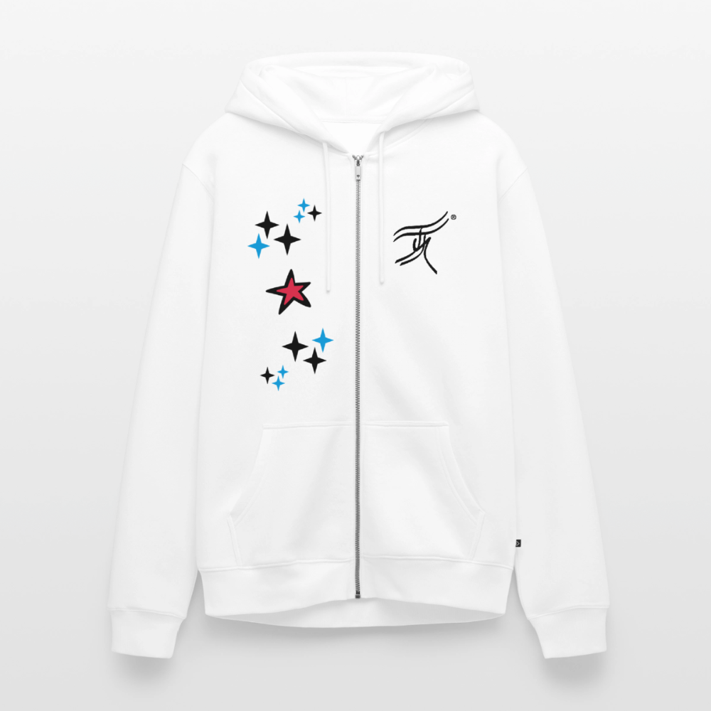 18.03.26 Taijn Torijn - "Stars & Love 2"  - Unisex Premium Bio Zip - Weiß & Grau - Weiß