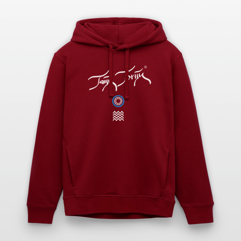 04.03.26 Taijn Toriijn "Surfing North Shore" - Unisex Bio-Hoodie - dunkle Farben - Burgunderrot
