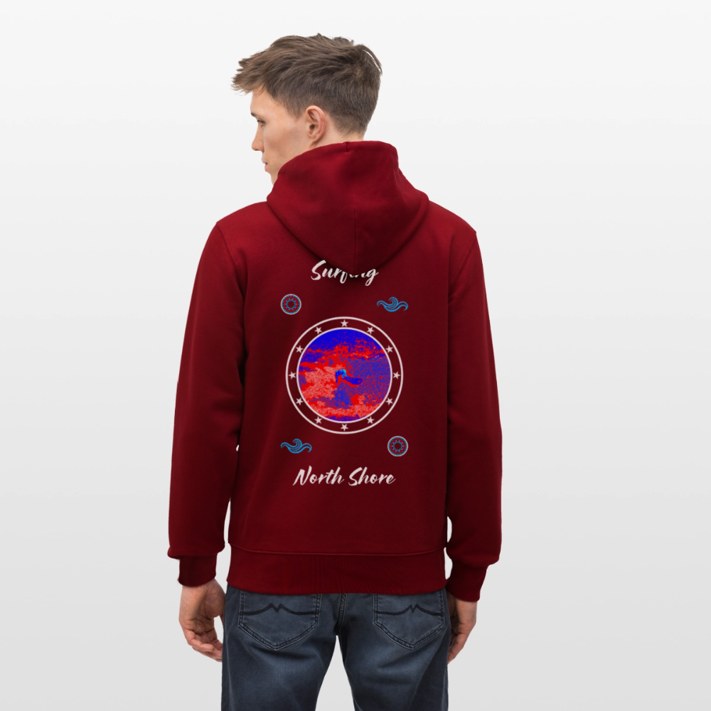 04.03.26 Taijn Toriijn "Surfing North Shore" - StellaStanley-Unisex Bio-ZIP-Hoodie - dunkle Farben - Burgunderrot
