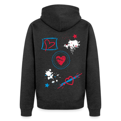 18.03.26 Taijn Torijn - "Stars & Love 2"  - Unisex Premium Bio Zip-Hoodie - Dunkle Farben - Anthrazit meliert