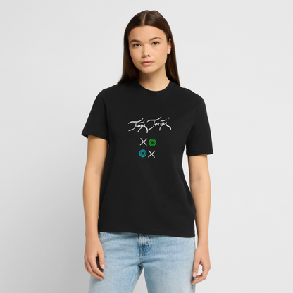 20.03.26 Taijn Torijn "Kisses & Hugs" - Stanley/Stella Unisex Bio Rundhals-T-Shirt - Dunkle Farben - Schwarz