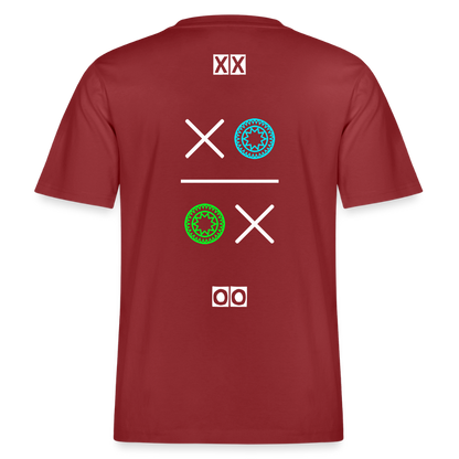 20.03.26 Taijn Torijn "Kisses & Hugs" - Stanley/Stella RELAXED FIT Unisex Bio Rundhals-T-Shirt - Dunkle Farben - Erdrot