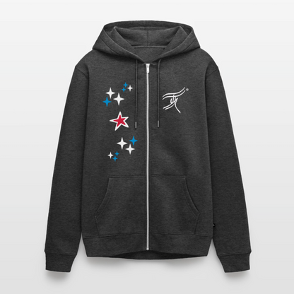 18.03.26 Taijn Torijn - "Stars & Love 2"  - Unisex Premium Bio Zip-Hoodie - Dunkle Farben - Anthrazit meliert