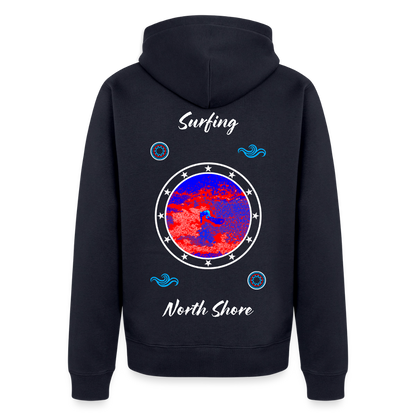 18.03.26 Taijn Toriijn "Surfing North Shore" - Unisex Bio-ZIP-Hoodie - dunkle Farben - Navy