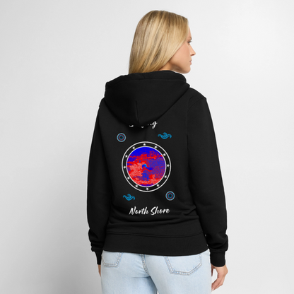 18.03.26 Taijn Toriijn "Surfing North Shore" - Unisex Bio-ZIP-Hoodie - dunkle Farben - Schwarz